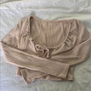 Light Pink Ribbed Long Sleeve Top